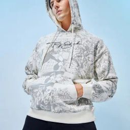 Bewakoof X Marvel Merchandise Off White Loose Fit Graphic Print Oversized Hooded Sweatshirt-image-76