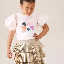 Angel & Rocket Lucile Metallic Pleated Knee Length Skirt-image-25
