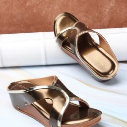 Iconics Women's Antique Gold Casual Wedges-picture-1
