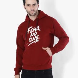 Weardo Maroon Regular Fit Printed Hooded Sweatshirt-27