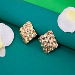 Jewelz Gold-Plated Contemporary Shaped Textured Studs-image-51