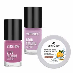 VERYMISS Set Of 3 8 To 8 Nail Polish - 6 ml Each - Shade 284 - 304 & Remover Wipes-picture-32