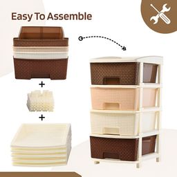 Kuber Industries Brown and White 4-Layer Modular Storage Drawer image 4