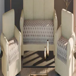 Fashion Throw Beige Checked Velvet 3 Piece Sofa Cover-image-64
