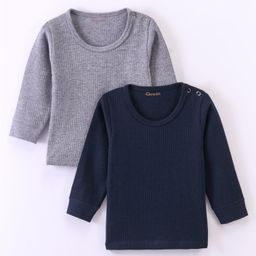 Kanvin Cotton Modal Full Sleeves Thermal Vest Pack of 2 - Navy Blue & Grey-image-58