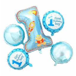 Bubble Trouble Birthday Boy Polka Foil Balloons Blue - Pack of 5-image-5