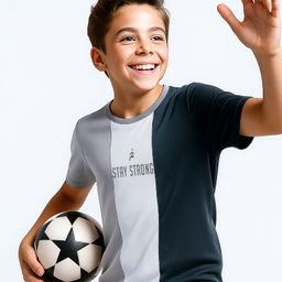 Pine Active Super Microfiber High Resistence Knit Half Sleeves Color Block T-Shirt - Grey-image-54