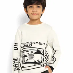 Somersault Cotton Full Sleeves Video Game Designed Sweater - Ecru-picture-4