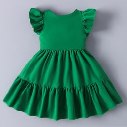 Mark & Mia Half Frill Sleeves Solid Frock - Green-image-45