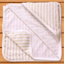 Ben Benny Interlock 100% Cotton Knit Striped Wrapper with Hood L 78 x B 76 cm - Beige-image-10