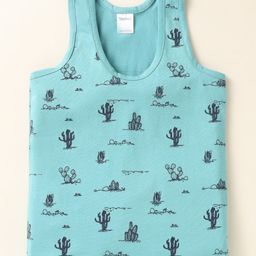 Taeko Single Jersey Knit Sleeveless Vest With Cactus Print - Light Blue-picture-3