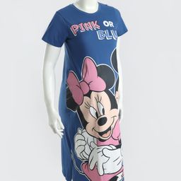 Bella Mama Disney Cotton Knit Half Sleeves Nighty With Minnie and Mickey Graphics - Navy Blue-picture-24