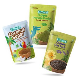 timios Organic Combo Pack of Coconut Sugar Moringa Powder & Chia Seeds - 100 g Each-image-13