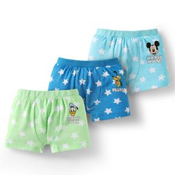 Babyhug Disney Interlock Knit Mid Thigh Trunk With Mickey & Family Graphics Pack Of 3 - Light Blue Light Green & Blue-image-82