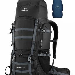 TRAWOC TRIUMPH X 75L backpack travel rucksack with laptop rain & shoe compartment BHK009 Black-image-99