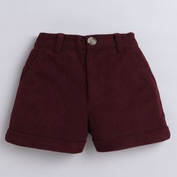 Aww Hunnie Corduroy Ribbed Shorts - Maroon-image-84