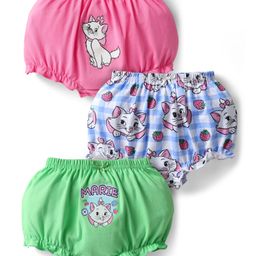 Babyhug Disney Interlock Knit Bloomers With Aristocats Marie Graphics Pack Of 3 - Pink Light Green & Blue-image-69