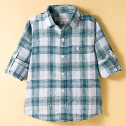 JASH KIDS Cotton Woven Full Sleeves Checks Shirt - Green-picture-10