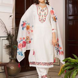 KALINI Women Floral Embroidered Kurta with Palazzo & Dupatta-image-11