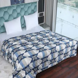 AJISH Grey & Navy Blue Floral Mild Winter 233 GSM Single Bed Comforter-image-10