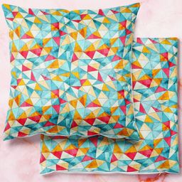 ArtzFolio Multicoloured Set of 2 Velvet Square Cushion Covers-39