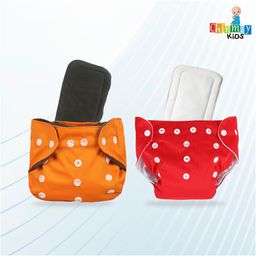 Chinmay Kids One Size Adjustable Baby Cloth Button Diaper - Washable/Reusable Nappies for Infants & Toddlers With Insert (8 X 8 inch) image 2