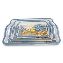 Superware Melamine Mattrix Serving Tray Set-Teal Harmony Matte (Set Of 3) image 2