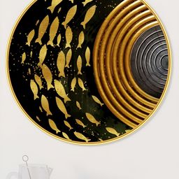 SAF Premium Black And Gold-Toned Golden Frame Birds and Animals Printed Wall Art-image-6