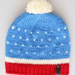 Woonie Hand Knitted Pom Pom Detailed Cap With Matching Mittens And Booties Set - Blue image 3