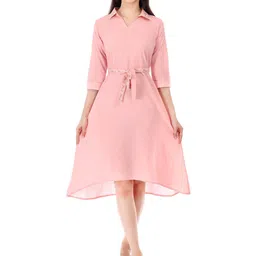 GRIVA Solid Embroidered Shirt Dress-image-82