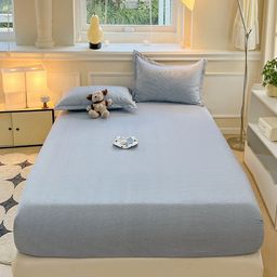 JC HOME Blue 140 TC King Bedsheet with 2 Pillow Covers-image-9