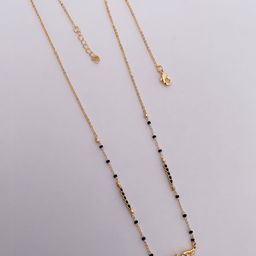 BELLEZA JEWELS Gold-Plated Artificial Stones Studded & Beaded Mangalsutra-45