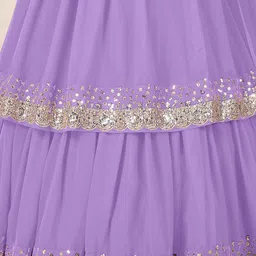 DIVASTRI Embellished Sequinned Semi-Stitched Lehenga & Unstitched Blouse With Dupatta image 3