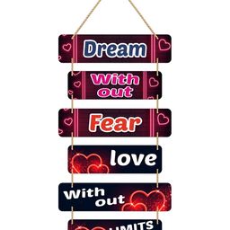 CVANU Pink & White Dream Without Fear Board Wooden Hanging Wall Decor-picture-7