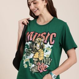 HERE&NOW Pure Cotton Graphic Printed T-shirt-picture-37