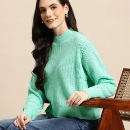 Mast & Harbour Open Knit Design Acrylic Pullover-image-93