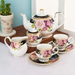 Clay Craft White & Black Ceramic Tea Set-image-47