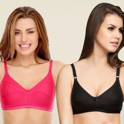 Clovia Pink & Black Non Padded Bra (Pack of 2)-image-51