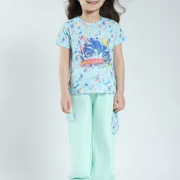 Monte Carlo Girls Printed Round Neck T-shirt With Jogger-image-80