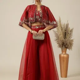 Shreeka Embellished Crop Top & Palazoo Co-Ord Set-picture-18