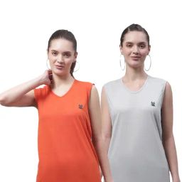 Vimal Jonney Orange & Light Grey Cotton Logo Print T-Shirt (Pack Of 2)-image-44