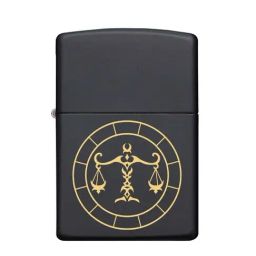 Zippo Black & Gold Libra Zodiac Sign Brass Pocket Lighter-47