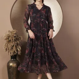 CORSICA Women Chiffon Printed Maxi Dress with Lycra Lining-picture-49