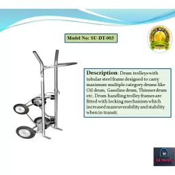SUWAS TROLLEY STORE 400 kg Load Capacity Drum Handling Trolley SU-DT-003 image 2