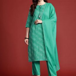 Anouk Pure Cotton Bandhani Print Kurta & Trouser With Dupatta-28