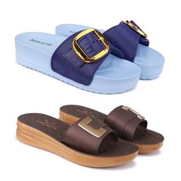 BERSACHE Women Extra Soft Classic Open Toe Flats & Sliders With Buckle-2