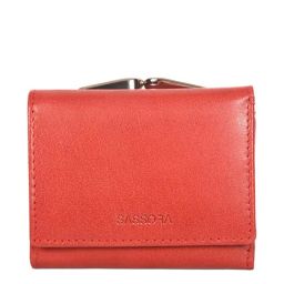 SASSORA Red Textured Rfid Tri-Fold Wallet for Women-8