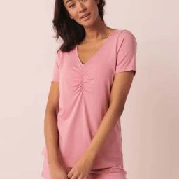 La Vie En Rose Pink V Neck Top-image-74