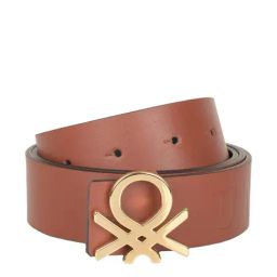 United Colors of Benetton Valerio Tan & Black Leather Reversible Belt for Men-image-66