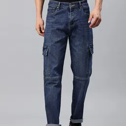 Rodamo Men Relaxed Fit Stretchable Cargo Jeans-picture-48